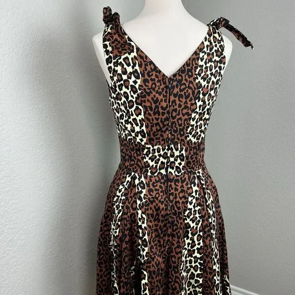Deadly Dames Women's Tie Me Up Dress Animal Print Flare Size M - Picture 5 of 9